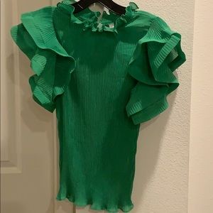 Mock neck chiffon blouse